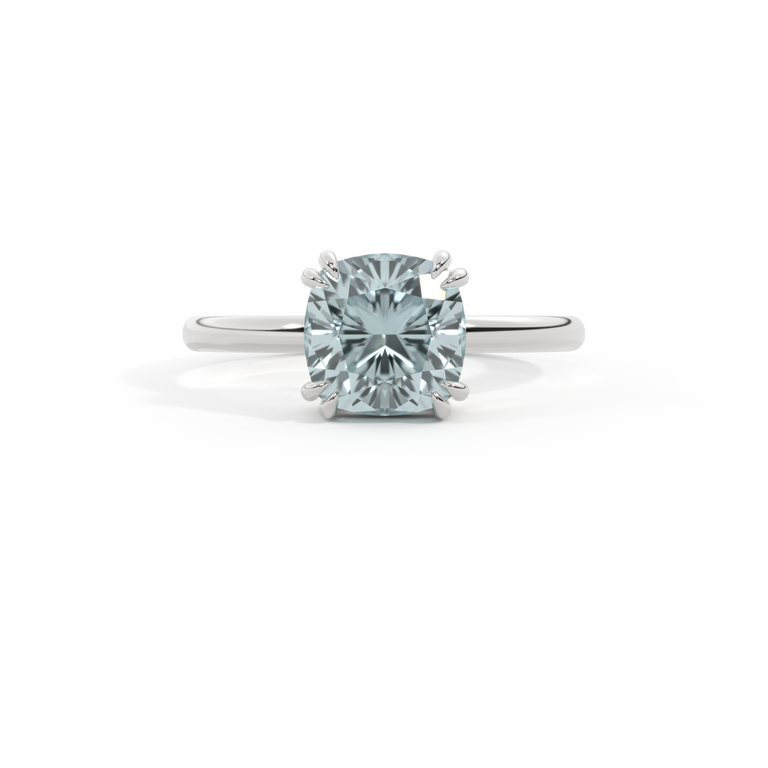 Treasure Box Solitaire Cushion Aquamarine Platinum Big