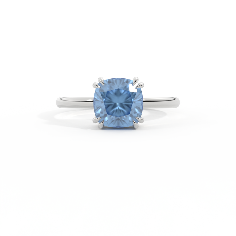 Solitaire Cushion Blue Sapphire Platinum Ring