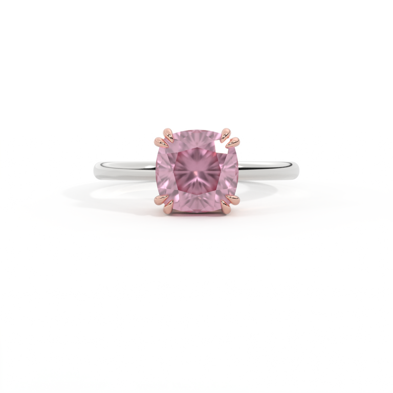 Solitaire Cushion Pink Sapphire Platinum Ring