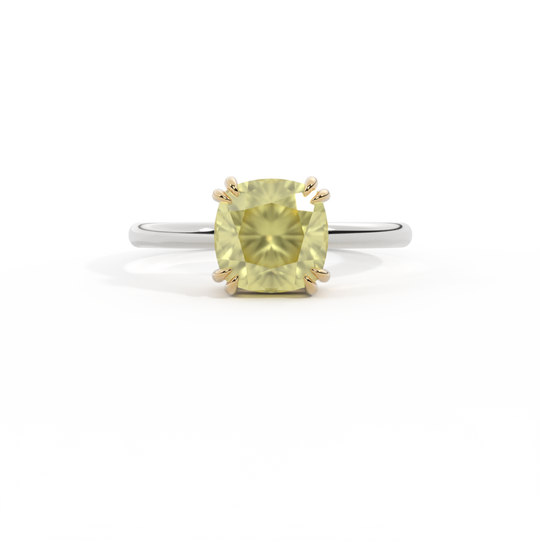 Solitaire Cushion Yellow Sapphire Platinum Ring