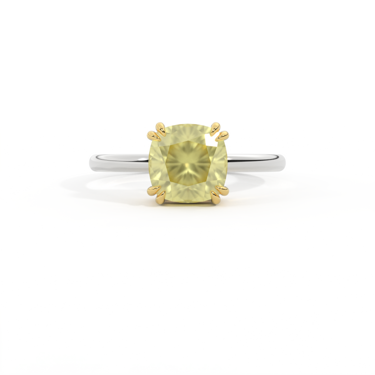 Solitaire Cushion Yellow Sapphire Platinum Ring