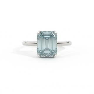 Solitaire Emerald Aquamarine Platinum Ring