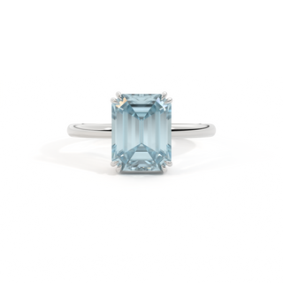 Solitaire Emerald Aquamarine Platinum Ring