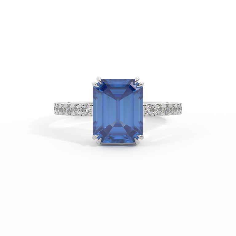 Treasure Box Solitaire Emerald Blue Sapphire Platinum Big