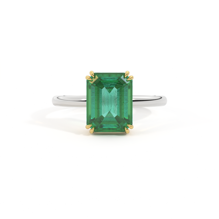 Solitaire Emerald Emerald Platinum Ring