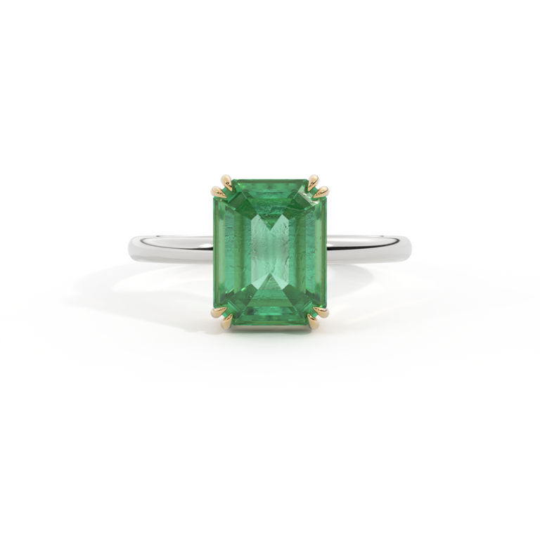 Solitaire Emerald Emerald Platinum Ring