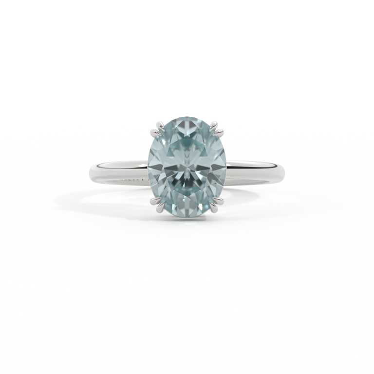 Solitaire Oval Aquamarine Platinum Ring