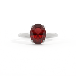 Solitaire Oval Garnet Platinum Ring
