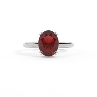 Solitaire Oval Garnet Platinum Ring