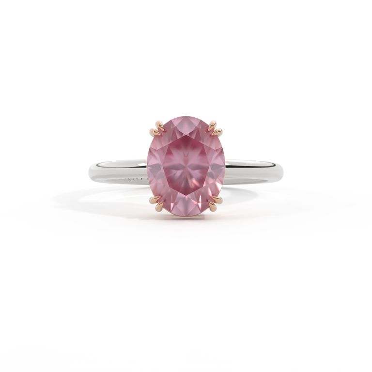 Solitaire Oval Pink Sapphire Platinum Ring