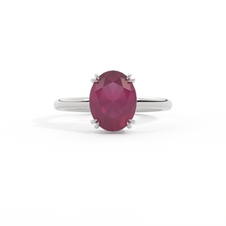 Solitaire Oval Ruby Platinum Ring