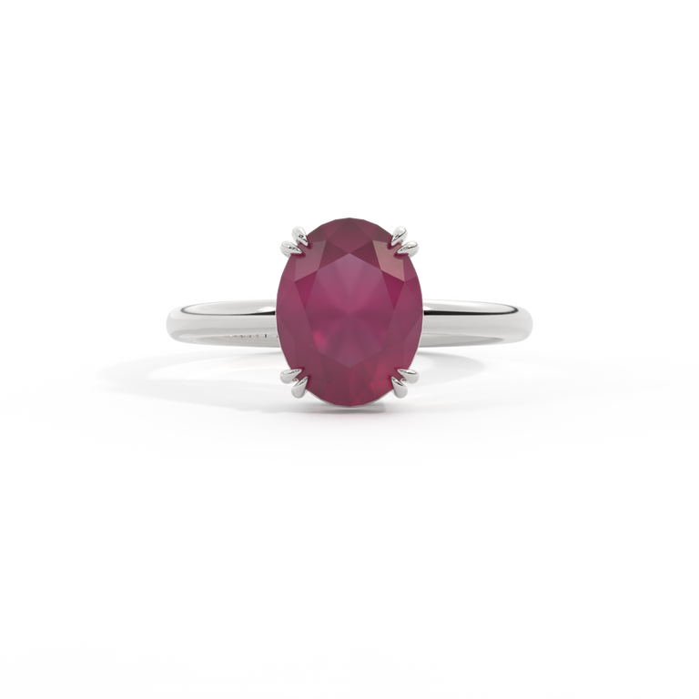 Solitaire Oval Ruby Platinum Ring