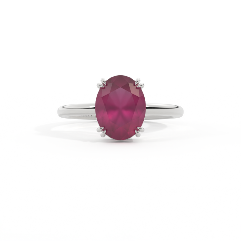 Solitaire Oval Ruby Platinum Ring