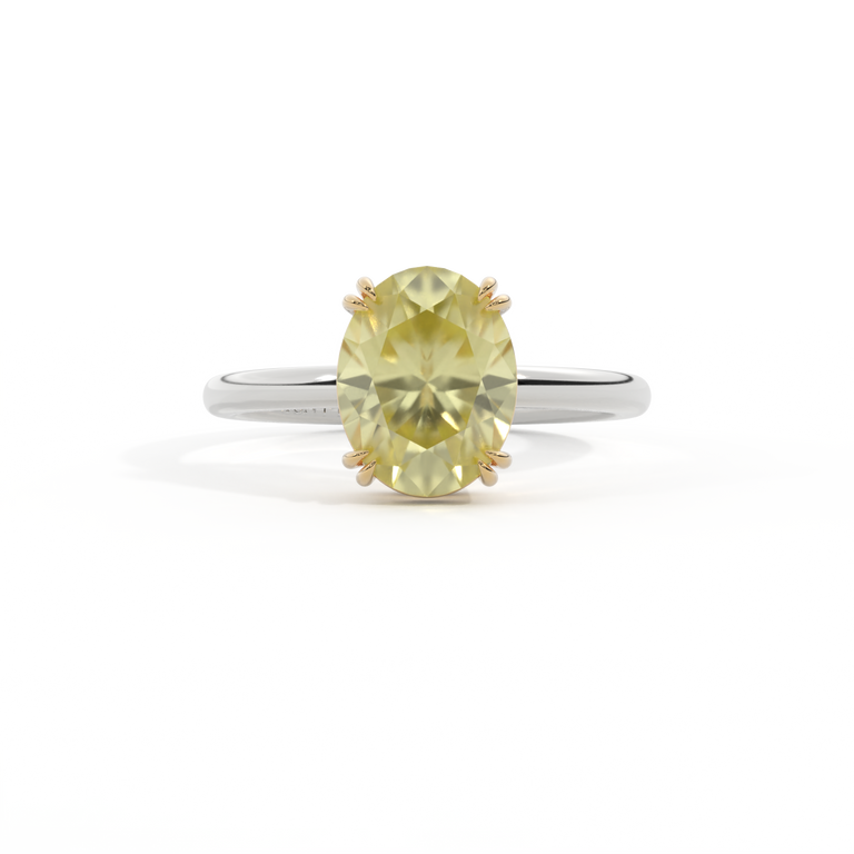 Solitaire Oval Yellow Sapphire Platinum Ring