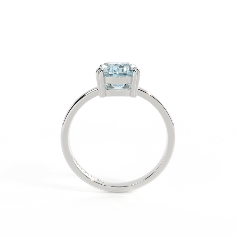 Solitaire Oval Aquamarine Platinum Ring