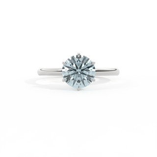 Solitaire Round Aquamarine Platinum Ring