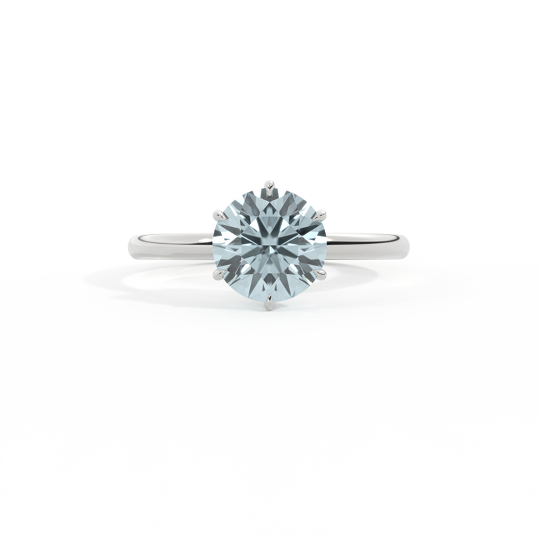 Solitaire Round Aquamarine Platinum Ring