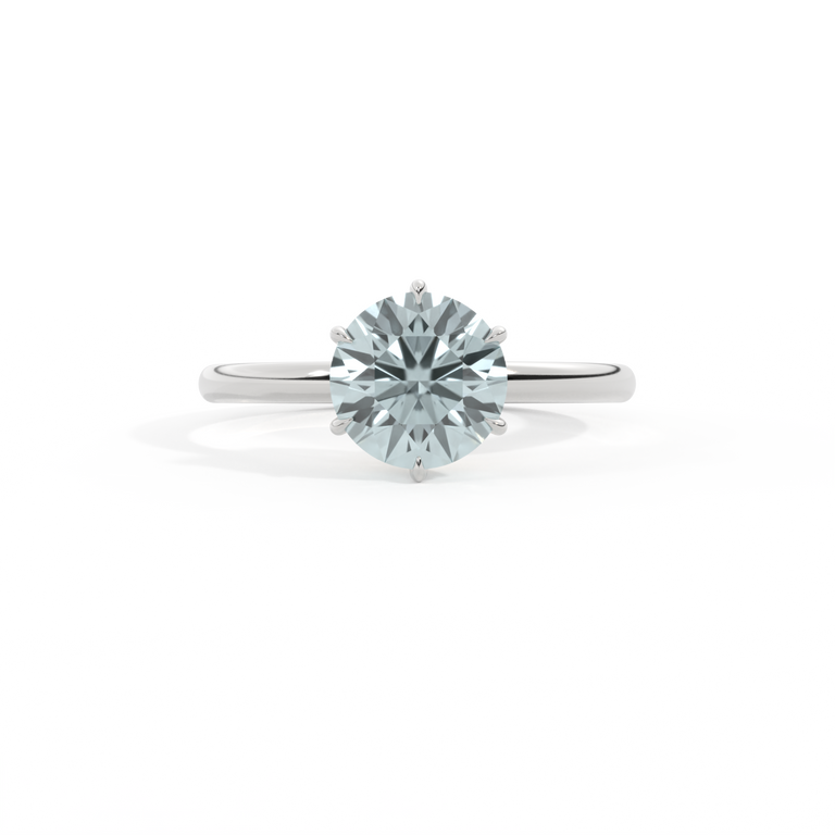 Treasure Box Solitaire Round Aquamarine Platinum Original