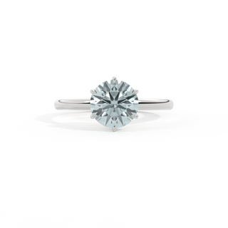 Solitaire Round Aquamarine Platinum Ring