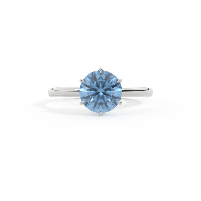Solitaire Round Blue Sapphire Platinum Ring