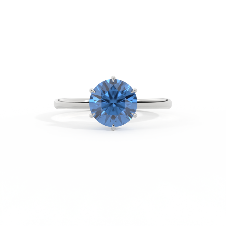 Treasure Box Solitaire Round Blue Sapphire Platinum Original