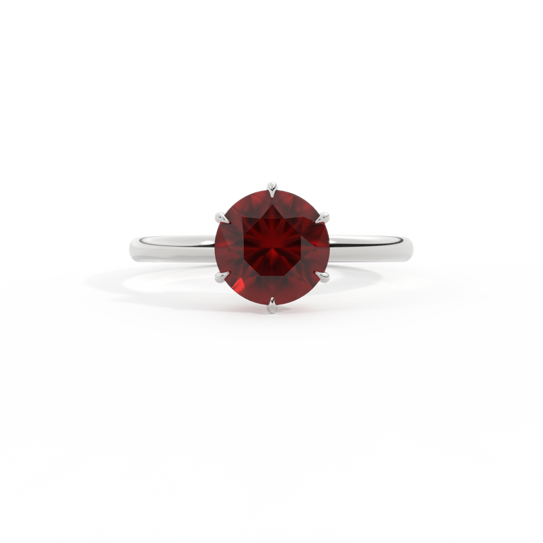 Solitaire Round Garnet Platinum Ring