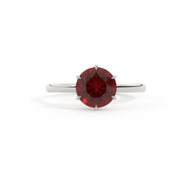 Solitaire Round Garnet Platinum Ring