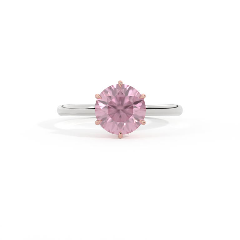 Solitaire Round Pink Sapphire Platinum Ring