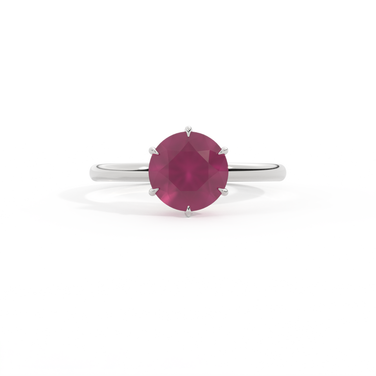 Solitaire Round Ruby Platinum Ring