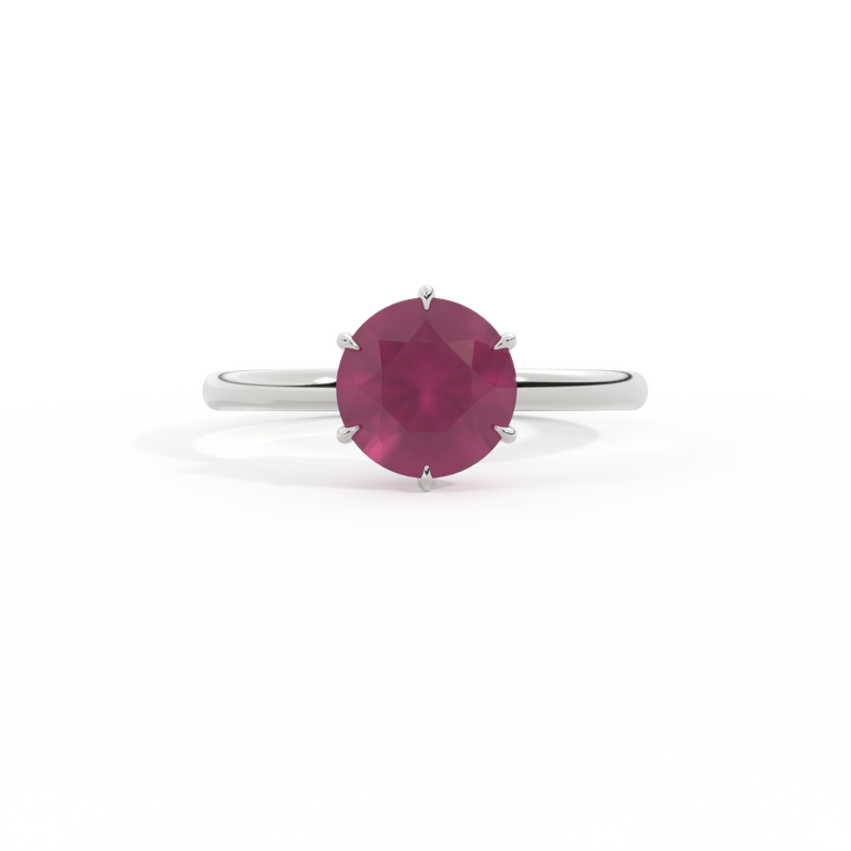 Solitaire Round Ruby Platinum Ring
