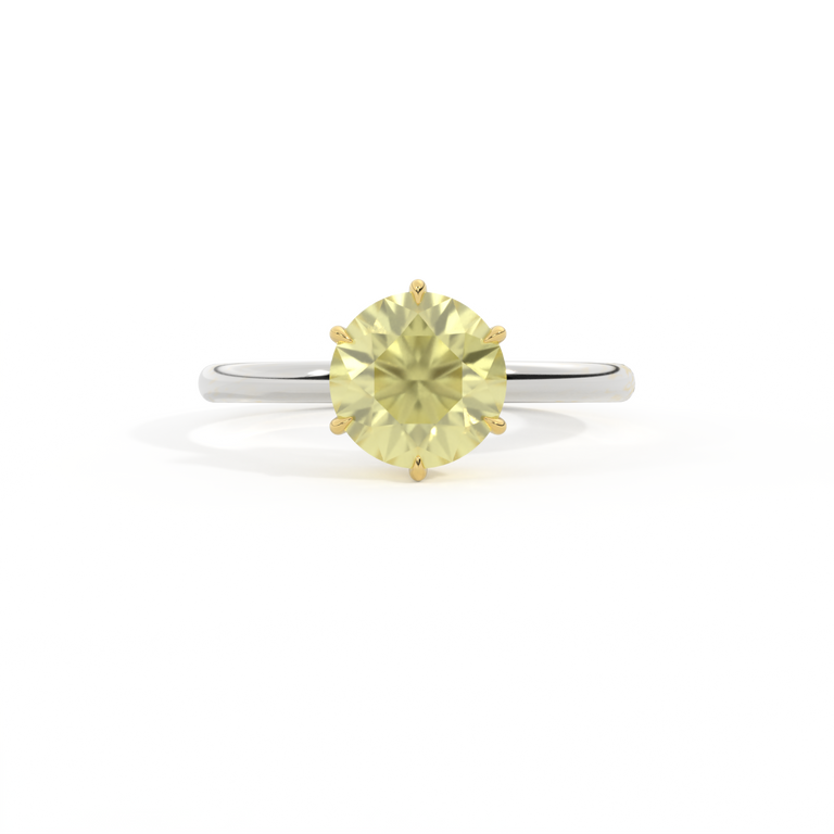 Solitaire Round Yellow Sapphire Platinum Ring