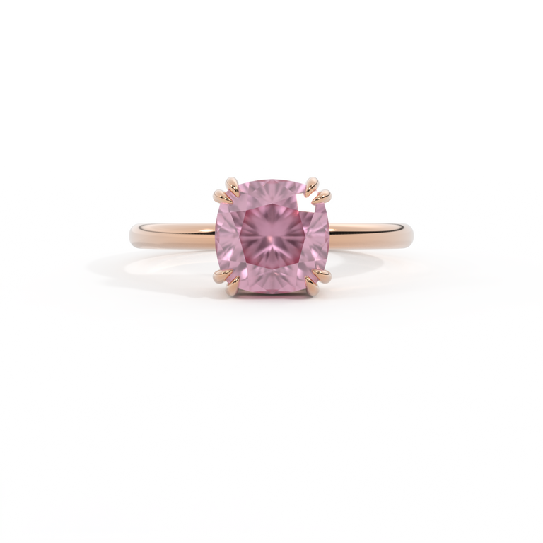 Solitaire Cushion Pink Sapphire 18K Rose Gold Ring