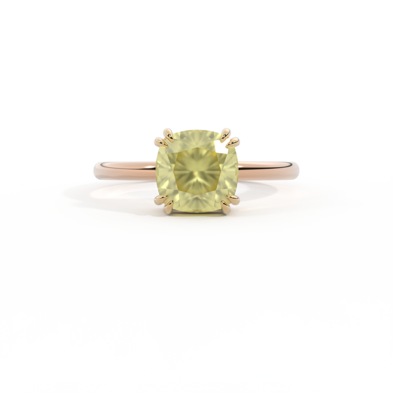 Solitaire Cushion Yellow Sapphire 18K Rose Gold Ring