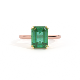 Solitaire Emerald Emerald 18K Rose Gold Ring