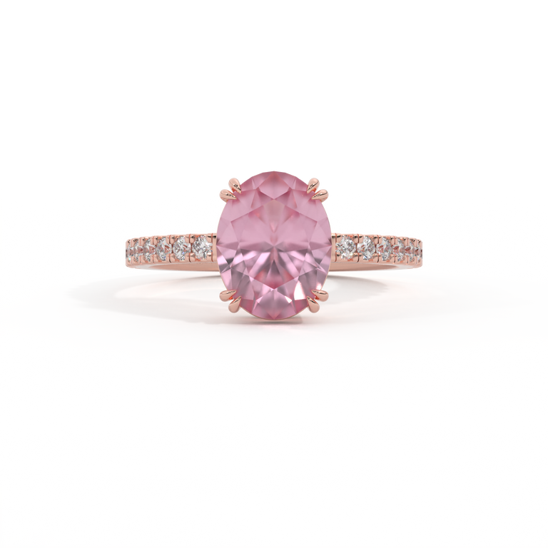 Solitaire Oval Pink Sapphire 18K Rose Gold Ring