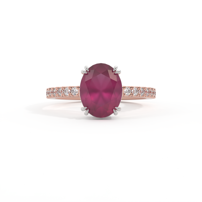Solitaire Oval Ruby 18K Rose Gold Ring