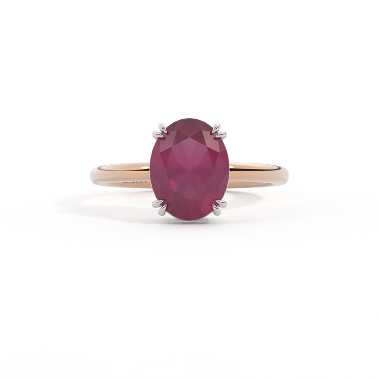 Solitaire Oval Ruby 18K Rose Gold Ring