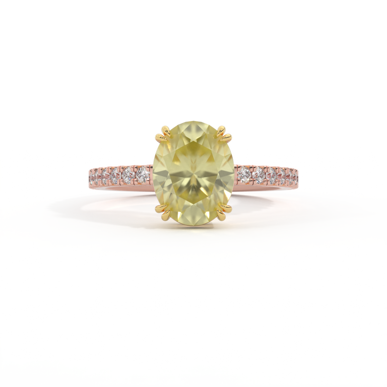 Solitaire Oval Yellow Sapphire 18K Rose Gold Ring