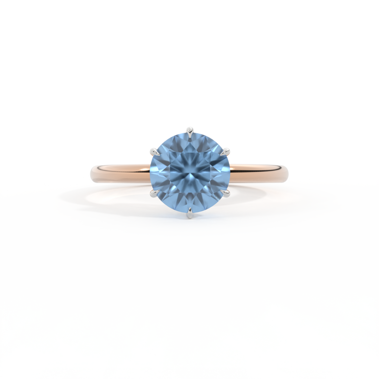 Solitaire Round Blue Sapphire 18K Rose Gold Ring