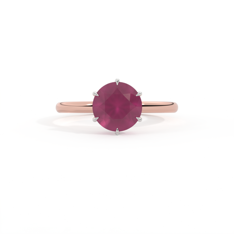 Solitaire Round Ruby 18K Rose Gold Ring
