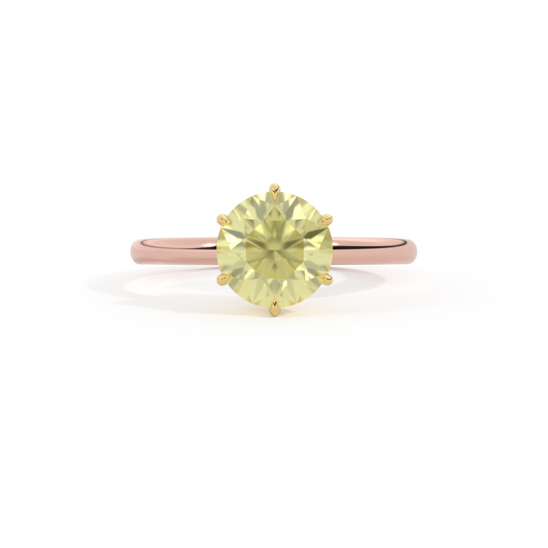 Solitaire Round Yellow Sapphire 18K Rose Gold Ring