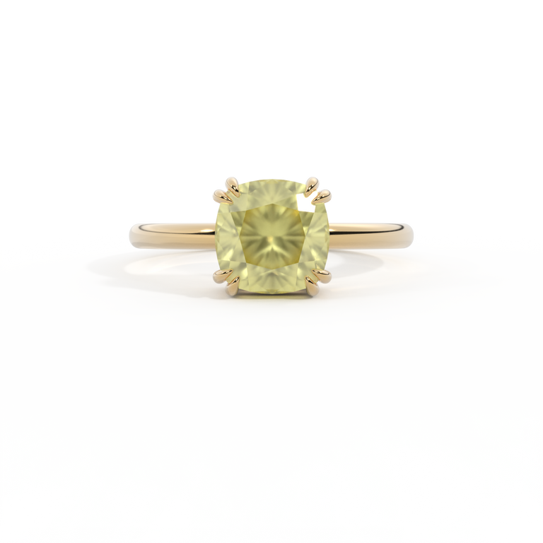 Solitaire Cushion Yellow Sapphire 18K Yellow Gold Ring