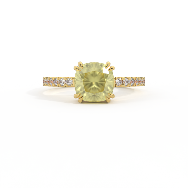 Solitaire Cushion Yellow Sapphire 18K Yellow Gold Ring