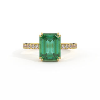 Solitaire Emerald Emerald 18K Yellow Gold Ring
