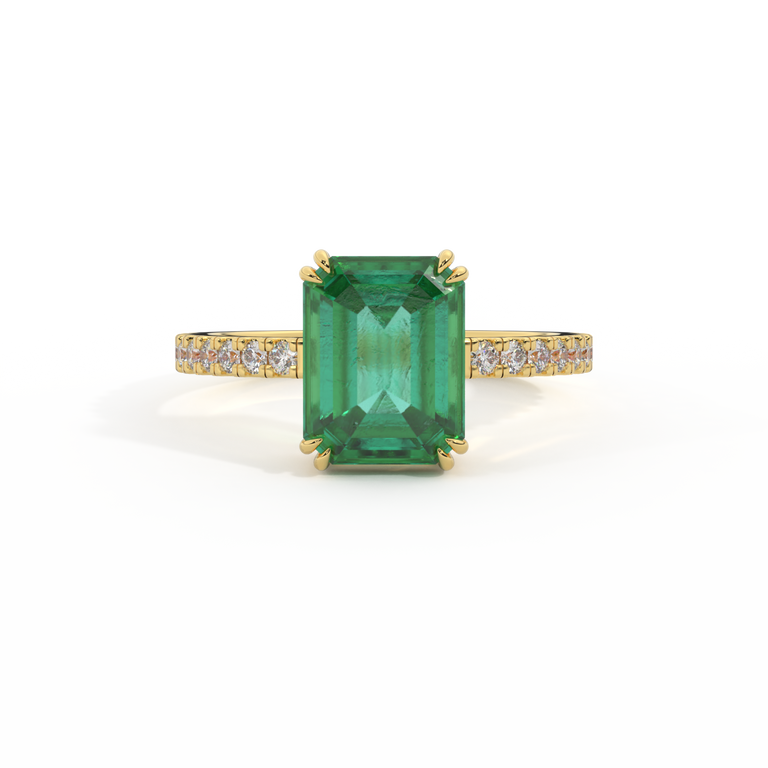 Solitaire Emerald Emerald 18K Yellow Gold Ring