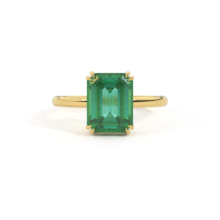 Treasure Box Solitaire Emerald Emerald 18K Yellow Gold Big