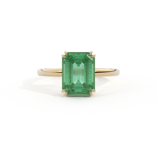 Solitaire Emerald Emerald 18K Yellow Gold Ring