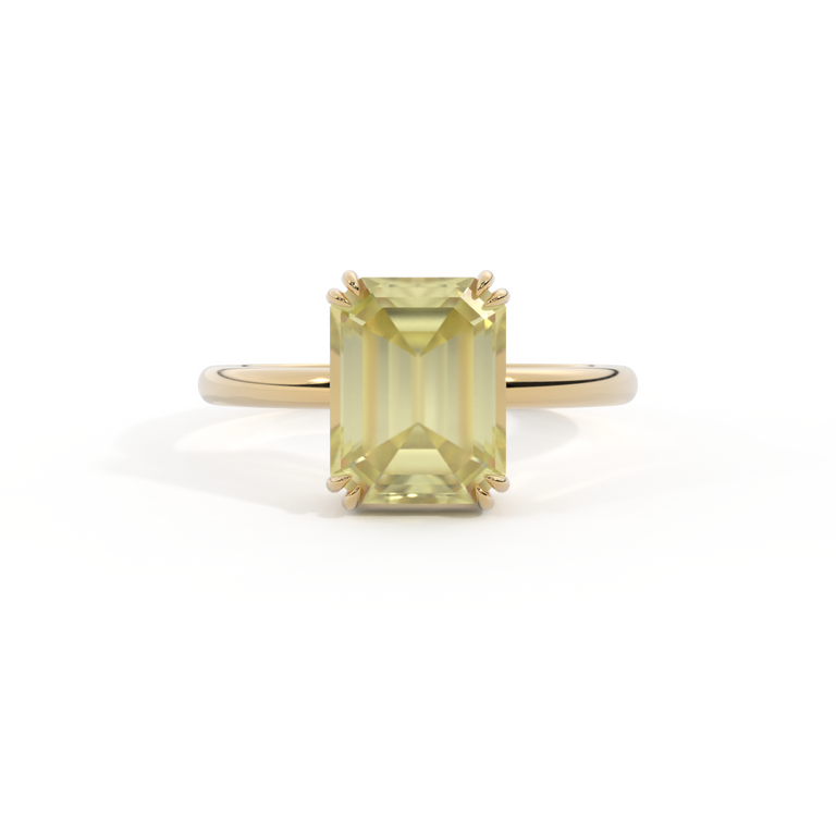 Solitaire Emerald Yellow Sapphire 18K Yellow Gold Ring