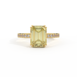 Solitaire Emerald Yellow Sapphire 18K Yellow Gold Ring