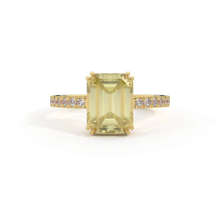 Solitaire Emerald Yellow Sapphire 18K Yellow Gold Ring